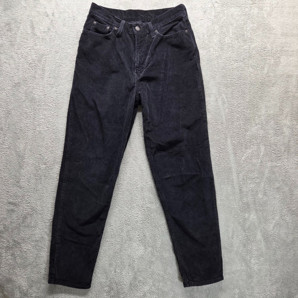 Levis Jeans Womens 29 Black Mom High Rise Tapered Relaxed Fit Corduroy Preppy